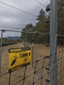 An electric fence surrounding a cannabis farm