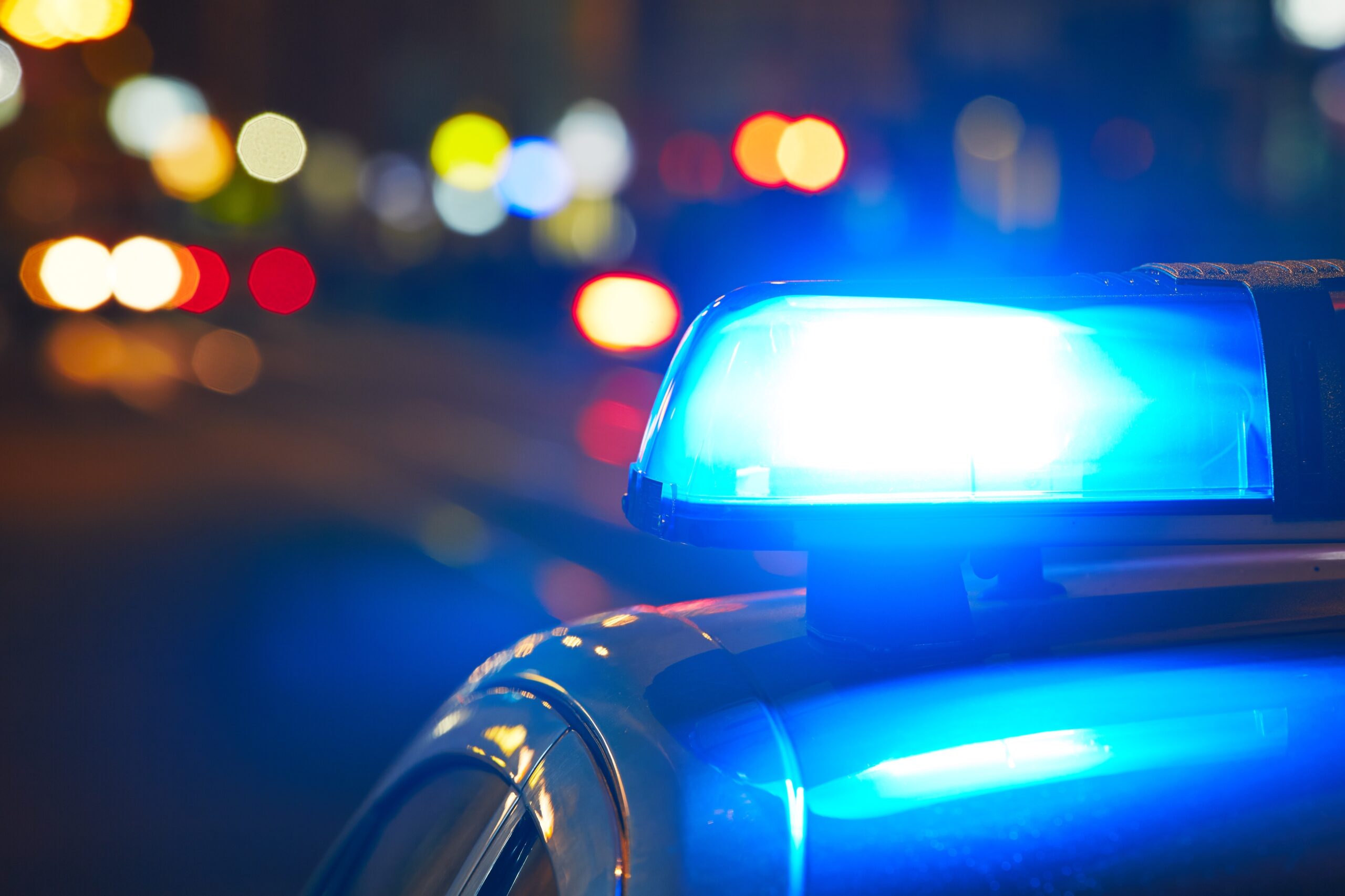 A Blue Light on Top of a Police Car