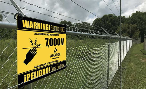 amarok electric guard dog fence warning sign