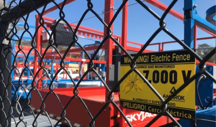 Electric Guard Dog Fence at Equipment Rental Company
