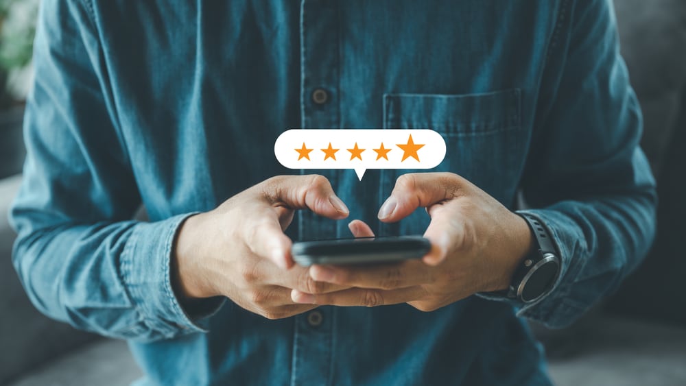 Giving a 5 Star Review on a Smartphone