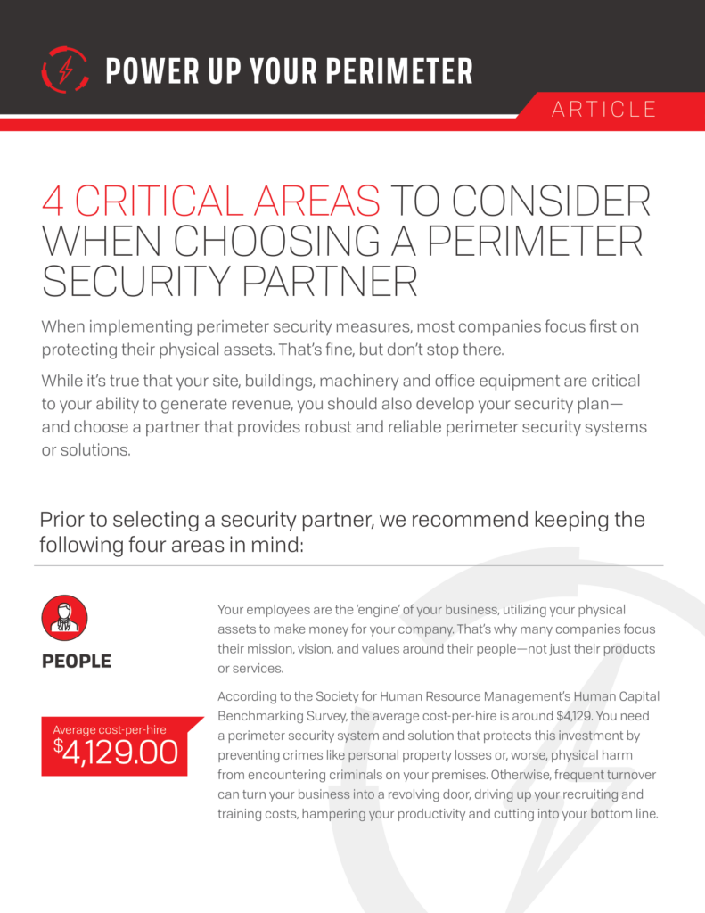 Critical areas to consider when choosing a perimeter security partner