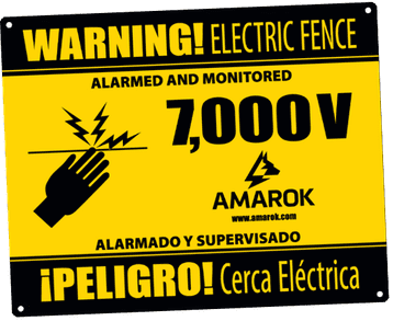 a yellow sign that says warning electric fence