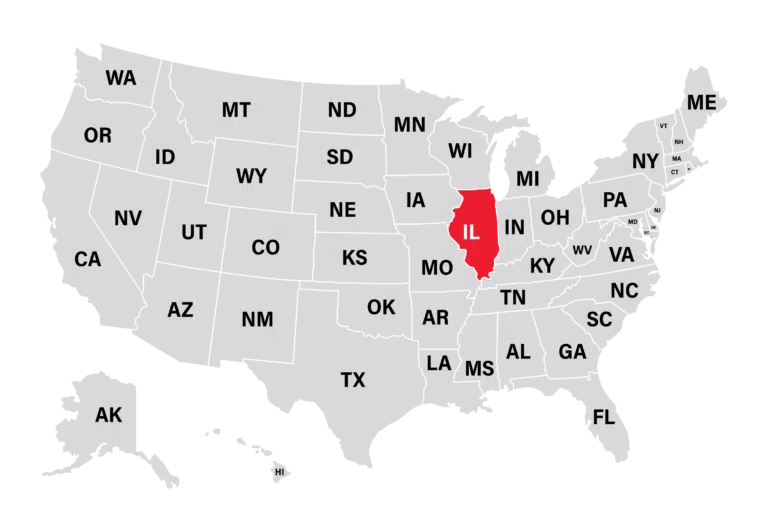 A Map of the United States Highlighting Illinois